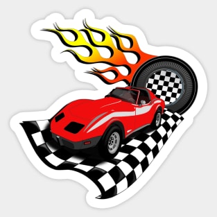 Racecar & Checkered Flag Design, Cool Birthday Gift & Home Decor for Boys Sticker